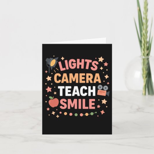 Leraar Lights Camera Leren Lachen Grappig Terug na Kaart (Voorkant)