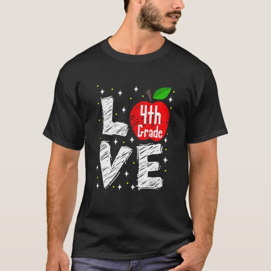 Leraar Love 4th Grade Apple T-shirt (Voorkant)