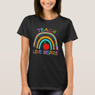 Leraar Love Inspire Rainbow Back to School Teache T-shirt
