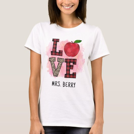Leraar Love Red Apple T-shirt (Voorkant)