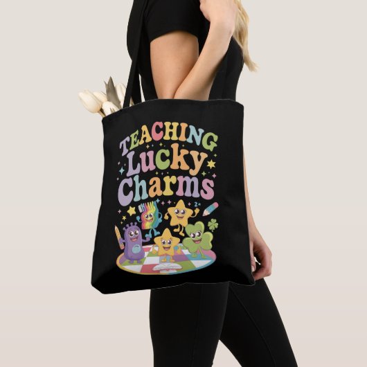 Leraar Lucky Charms op Patrick's Day Tote Bag (Dichtbij)