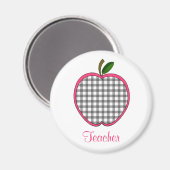 Leraar Magneet - Charcoal Grey Gingham Apple (Voorkant / Achterkant)