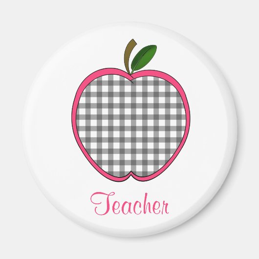 Leraar Magneet - Charcoal Grey Gingham Apple (Voorkant)