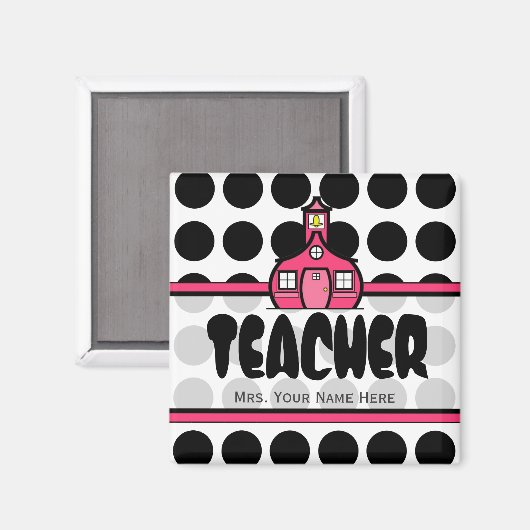 Leraar Magneet - Zwarte Polka Dot (Voorkant / Achterkant)