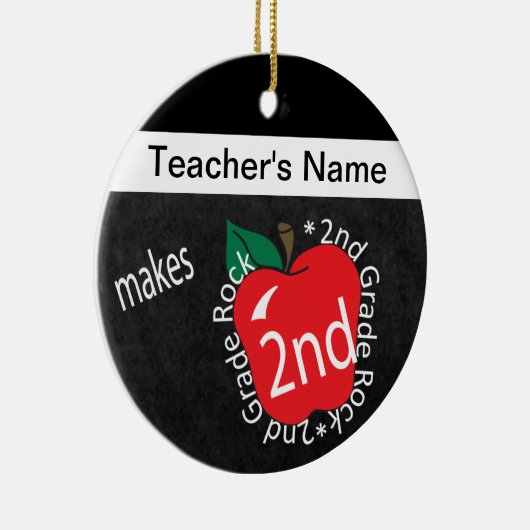 Leraar Makes 2de Grade Rock | Chalkboard Keramisch Ornament (Rechts)