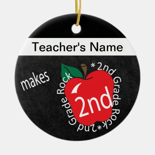 Leraar Makes 2de Grade Rock | Chalkboard Keramisch Ornament (Voorkant)
