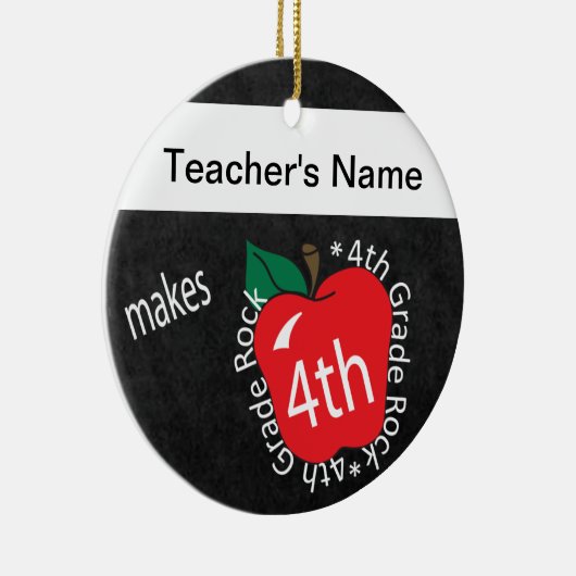 Leraar Makes 4th Grade Rock | Chalkboard Keramisch Ornament (Rechts)