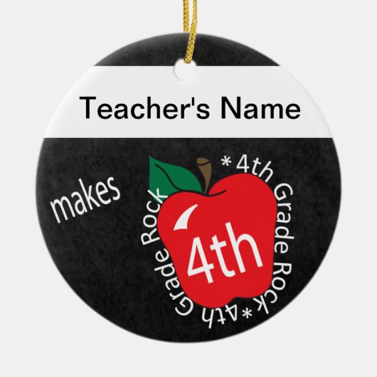 Leraar Makes 4th Grade Rock | Chalkboard Keramisch Ornament (Voorkant)