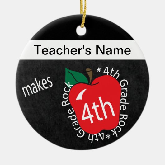 Leraar Makes 4th Grade Rock | Chalkboard Keramisch Ornament (Voorkant)