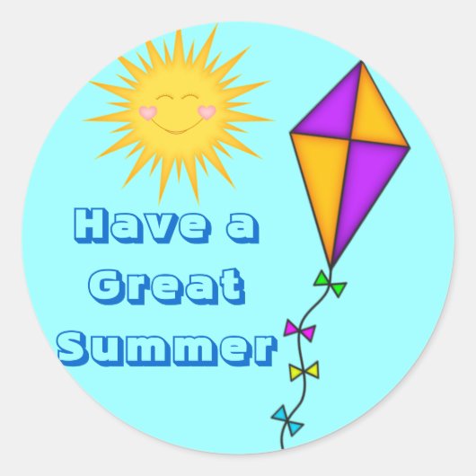 Leraar/Mam Stickers Zomer Zon en Kite (Voorkant)