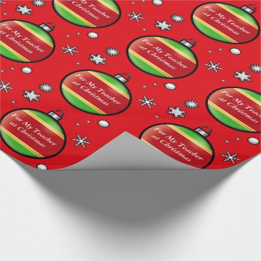 Leraar met decoratieve kerstboomval Red Cadeaupapier (Hoek)