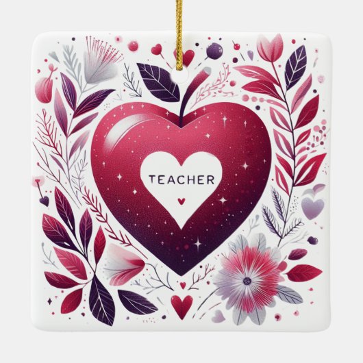 Leraar met hart keramisch ornament (Achterkant)