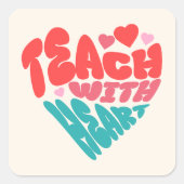 Leraar met hart vierkante sticker (Voorkant)