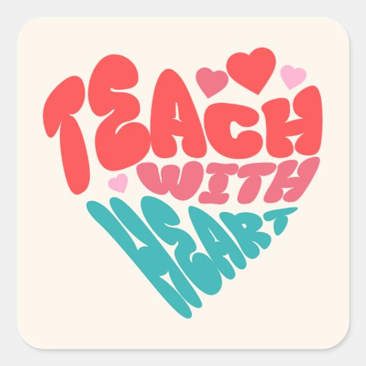 Leraar met hart vierkante sticker (Voorkant)
