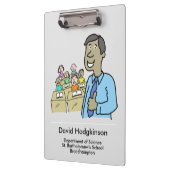 Leraar met leskamerthema klembord (Links)