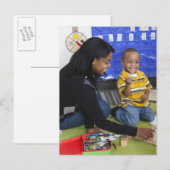 Leraar met peuter overdag briefkaart (Voorkant / Achterkant)