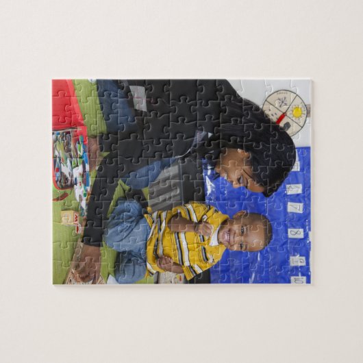 Leraar met peuter overdag legpuzzel (Horizontaal)