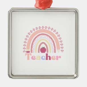 Leraar met regenboog metalen ornament