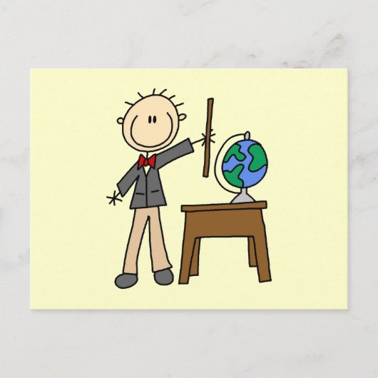 Leraar met Wereldbol Briefkaart (Voorkant)