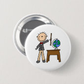 Leraar met Wereldbol Ronde Button 5,7 Cm (Voorkant /achterkant)