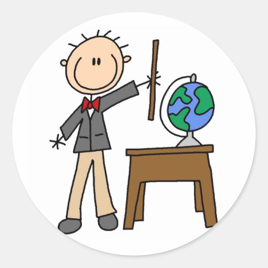 Leraar met Wereldbol Ronde Sticker (Voorkant)