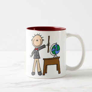 Leraar Met Wereldbol Tweekleurige Koffiemok