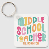 Leraar Middelbare School | Aangepaste Kleurrijke R Sleutelhanger (Voorkant)