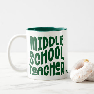 Leraar Middelbare School Groene Typography Design Tweekleurige Koffiemok