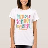 Leraar Middelbare School | Kleurrijk Retro Aangepa T-shirt (Voorkant)