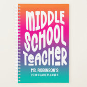 Leraar Middelbare School Kleurrijke Ombre Klas Planner (Voorkant)
