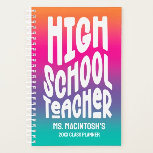 Leraar Middelbare School Kleurrijke Ombre Planner (Voorkant)