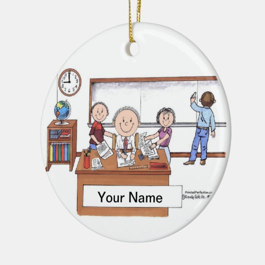 Leraar, middelbare school - man keramisch ornament (Links)