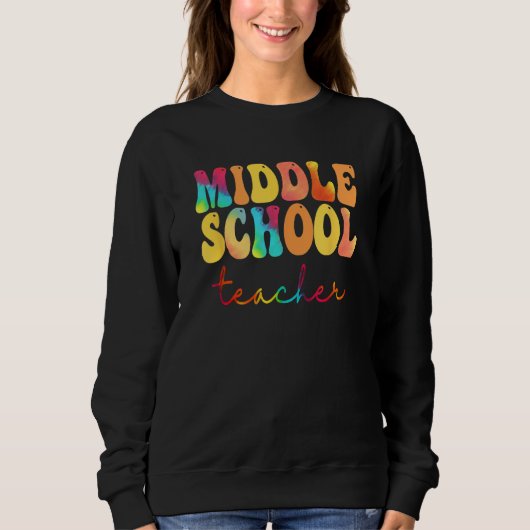 Leraar Middelbare School Retro Groovy Gelukkig Eer Trui (Voorkant)