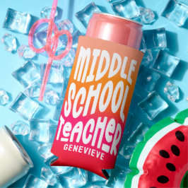 Leraar Middelbare School Rood Oranje Ombre Seltzer Blikjeskoeler