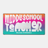 Leraar Middelbare School Tekst Design Kleurrijk Om Bureaumat (Keyboard & Muis)
