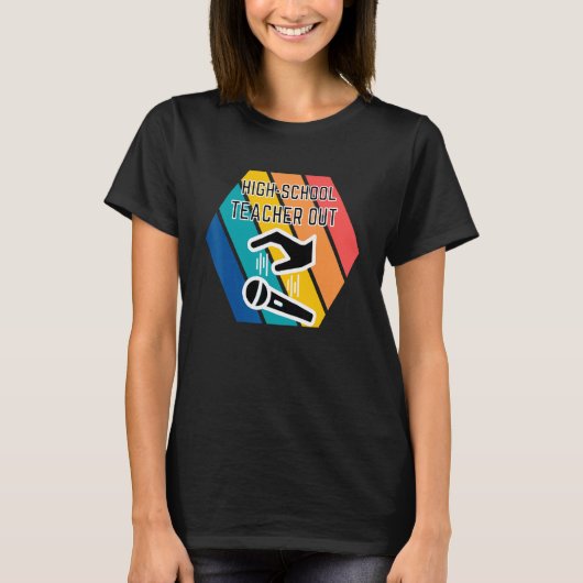 Leraar Middelbare School Valt Microfoon Laat Waard T-shirt (Voorkant)