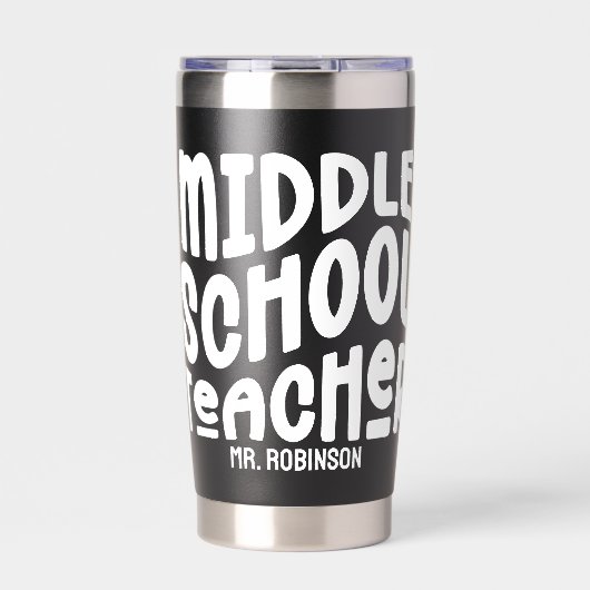 Leraar Middelbare School Wit Tekst Ontwerp Geïsoleerde Drinkbeker (Voorkant)