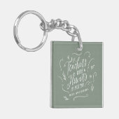 Leraar modern elegant script groen sleutelhanger (Voorkant Links)