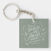 Leraar modern elegant script groen sleutelhanger (Voorkant)