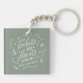 Leraar modern elegant script groen sleutelhanger (Achterkant)