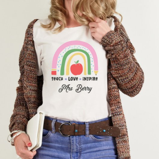 Leraar Modern Rainbow Teach Love Inspire T-shirt