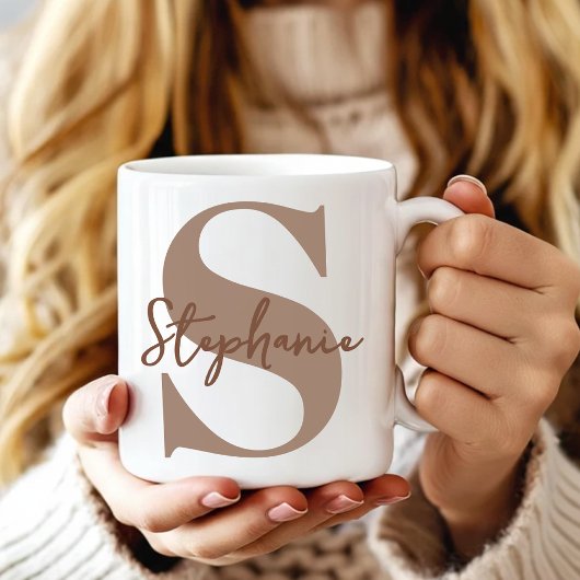 Leraar | Moderne bruine monogram initiële afstuder Koffiemok