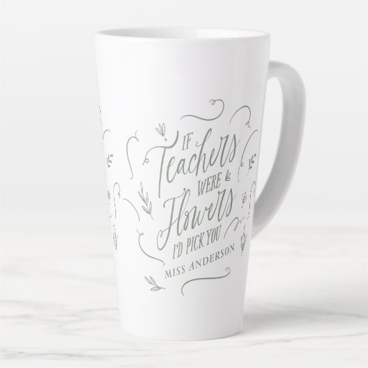 Leraar moderne elegante script sage green sleutelh latte mok (Rechterhoek)