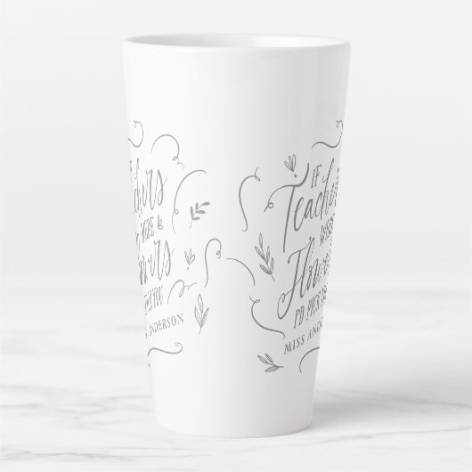 Leraar moderne elegante script sage green sleutelh latte mok (Voorkant)