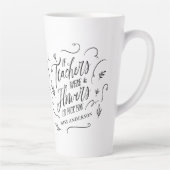 Leraar moderne elegante script zwarte witte sleute latte mok (Rechts)
