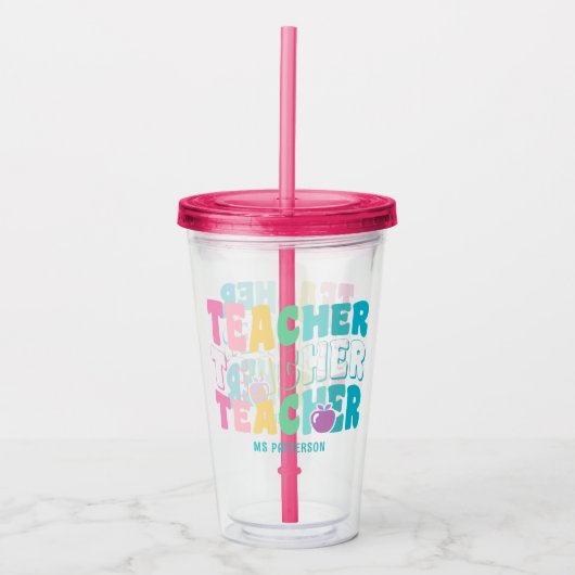 Leraar Moderne Regenboog Kleuren Gepersonaliseerde Acryl Drinkbeker (Voorkant)