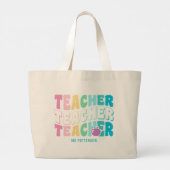 Leraar Moderne Regenboog Kleuren Gepersonaliseerde Grote Tote Bag (Achterkant)