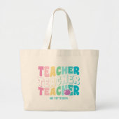 Leraar Moderne Regenboog Kleuren Gepersonaliseerde Grote Tote Bag (Voorkant)