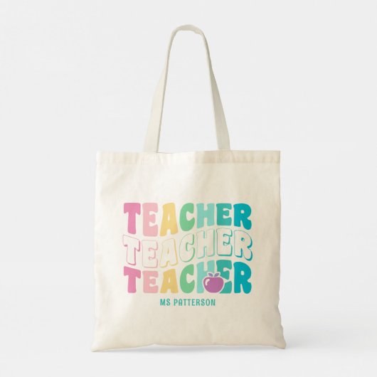 Leraar Moderne Regenboog Kleuren Gepersonaliseerde Tote Bag (Achterkant)