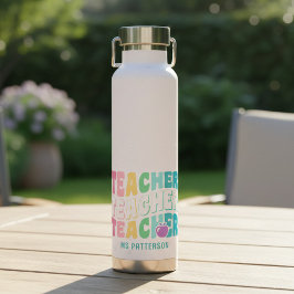 Leraar Moderne Regenboogkleuren Gepersonaliseerde  Waterfles